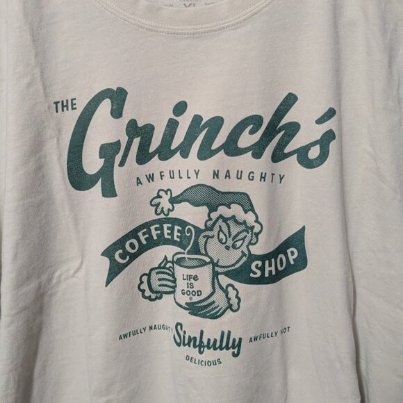 Men's Grinch Coffee Shop Short Sleeve Crusher Tee Holiday Winter - Picture 2 of 5
